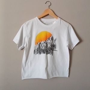 OBSESSIVE LOVE wander lust white grahic tee